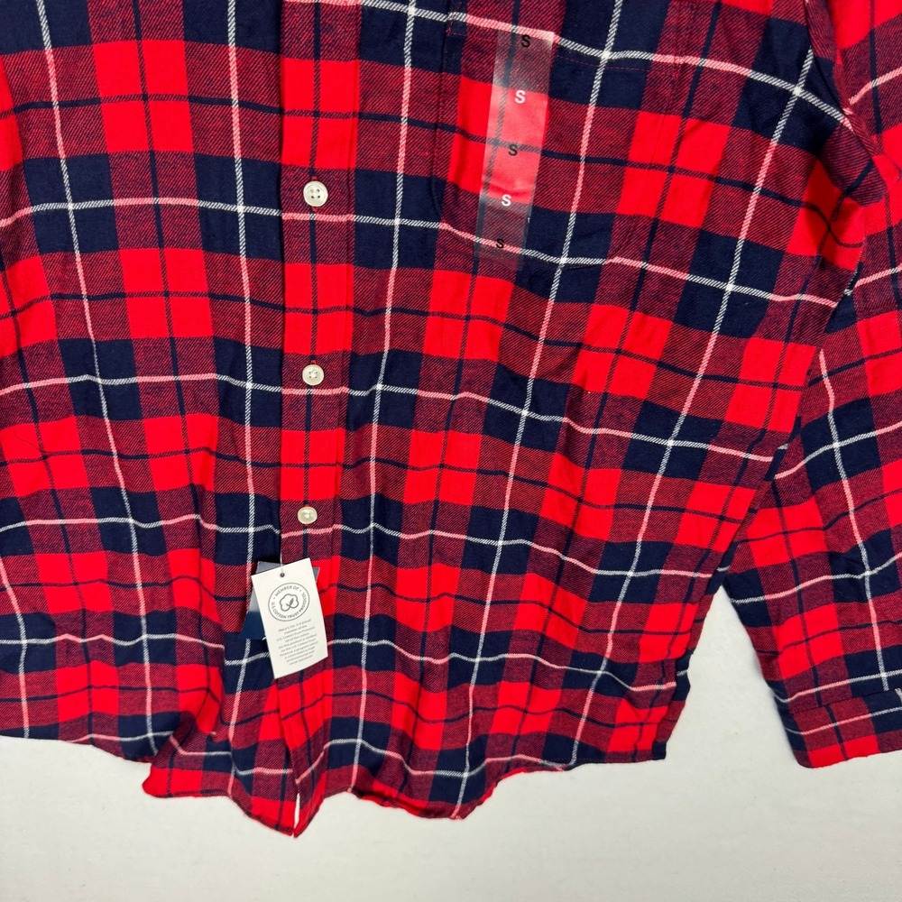 Club Room Mens Flannel Plaid Button Down Shirt Red Navy Blue Small 100189992MN - Picture 12 of 14